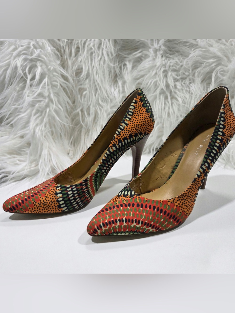 Multicolor Abstract Print Pointed Toe Pumps Size 9